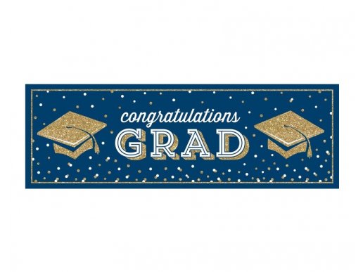 Blue and gold Congratulations Grad large party banner