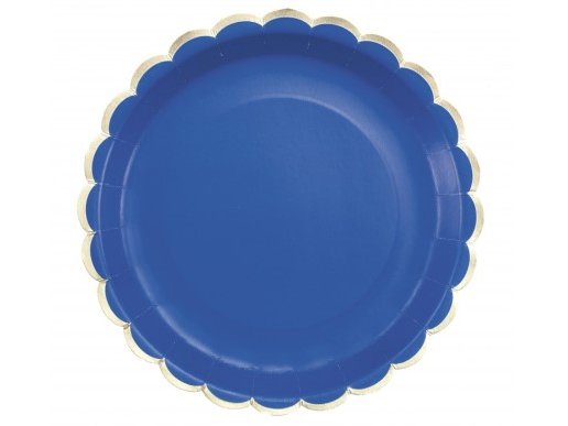 blue-large-paper-plates-with-gold-foiled-edging-color-theme-party-supplies-91316