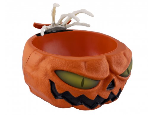 Creepy pumpkin bowl with the skeleton hand 22cm