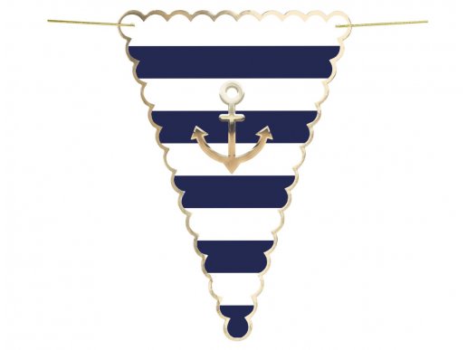 Navy theme with gold foiled anchors flag bunting for party decoration