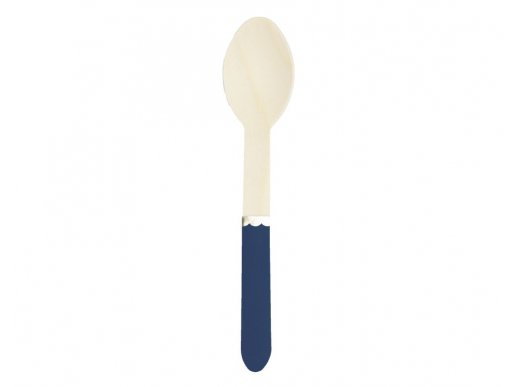 Wooden spoons in navy blue color with gold foiled details 8pcs