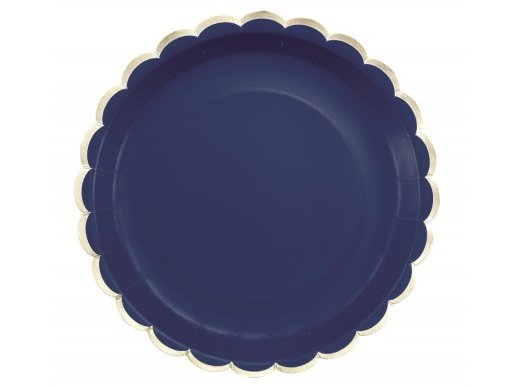 Ναυτικό Μπλε με Χρυσοτυπία Μεγάλα Πιάτα (8τμχ)