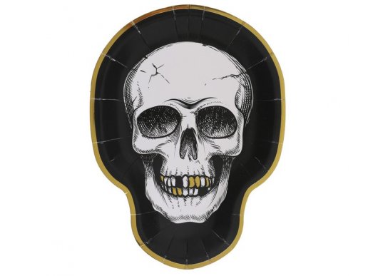 Skull shaped paper plates for Halloween party 10pcs