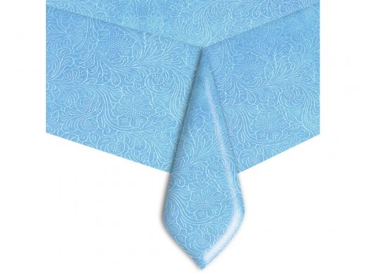 Υφασμάτινο non woven τραπεζομάντηλο σε γαλάζιο χρώμα με ανάγλυφο σχέδιο 160εκ x 260εκ