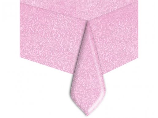 Non woven embossed pink tablecover 160cm x 260cm