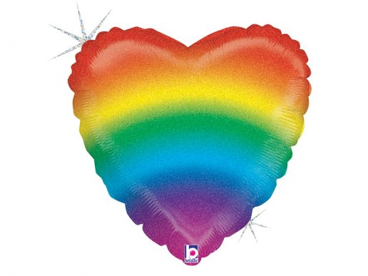 Rainbow heart shaped foil balloon 45cm
