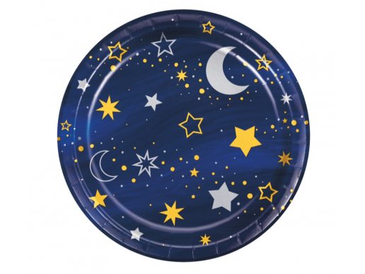 Μικρά χάρτινα πιάτα με τα αστέρια και το φεγγάρι