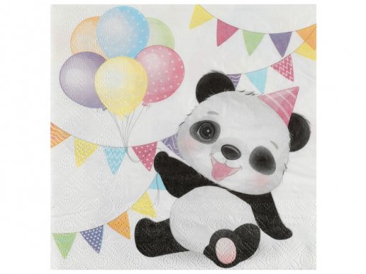 Panda with balloons luncheon napkins 20pcs