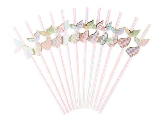 Pastel mermaid paper straws 12 pieces