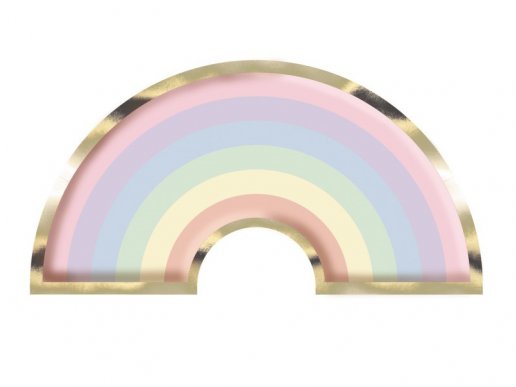 Pastel rainbow shaped paper plates 8pcs
