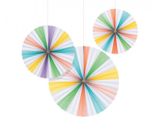 Pastel tissue fans with pastel colors 3pcs
