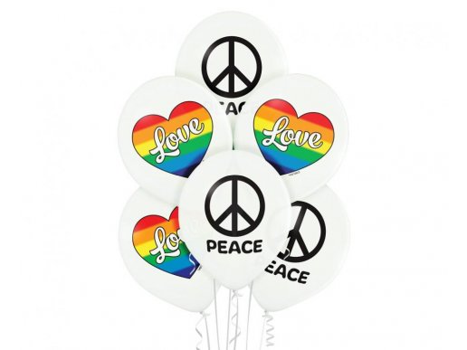 Peace and love latex balloons 6pcs