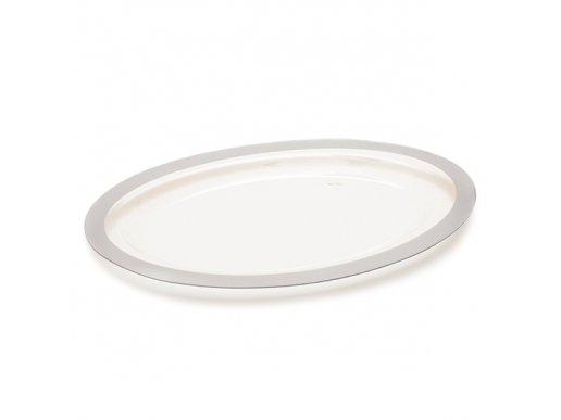 Plastic & Chic Clear Oval Tray With Silver Pearl Edge Color Themed Party Supplies