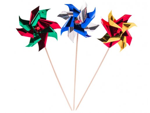 Multicolor windmills decorative picks 25pcs