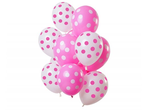 Polka dots ροζ λάτεξ μπαλόνια 12τμχ