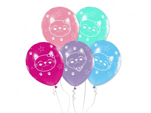 Fashion latex balloons with cats print 5pcs