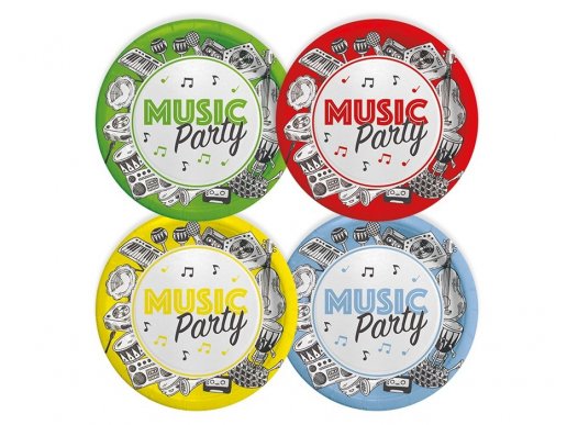 Colorful musical notes small paper plates 8pcs