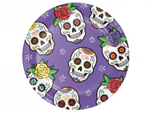 Colorful Dia de Los Muertos small paper plates