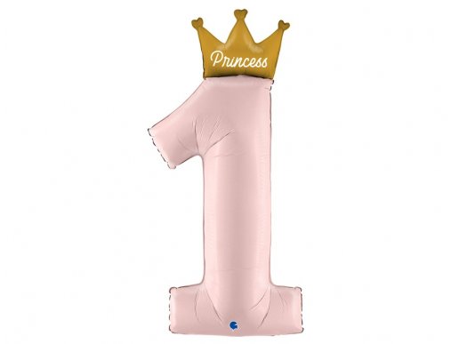 Princess super shape balloon number 1 in pink color 102cm