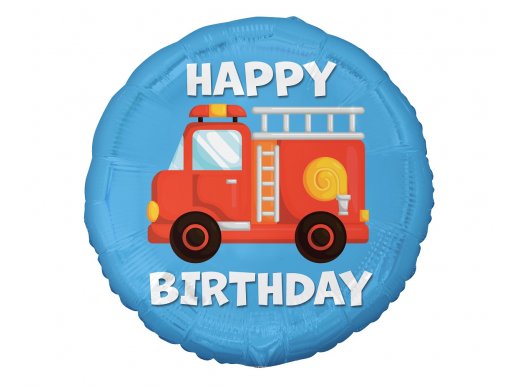 Happy Birthday foil μπαλόνι με το πυροσβεστικό όχημα 45εκ