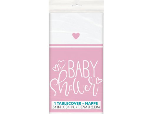 Ροζ Baby Shower Πλαστικό Τραπεζομάντηλο Είδη Πάρτυ Για Μπεμπέ Κορίτσι
