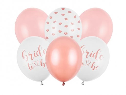Pink and rose gold Bride to Be latex balloons 6pcs