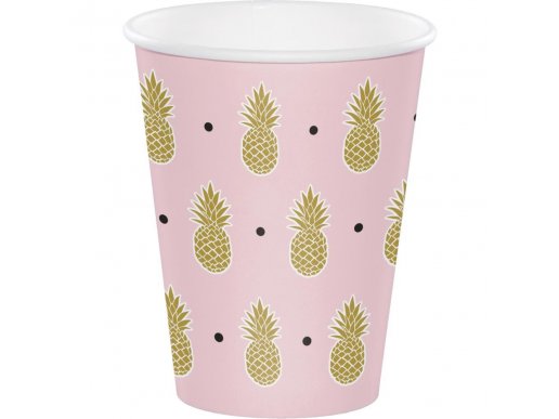 pink-large-paper-cups-with-gold-pineapples-themed-party-supplies-332540