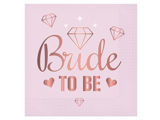 Ροζ χαρτοπετσέτες Bride to Be με ροζ χρυσό τύπωμα 20τμχ