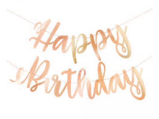 Ροζ Χρυσή Γιρλάντα Happy Birthday Διακόσμηση Για Πάρτυ Γενεθλίων