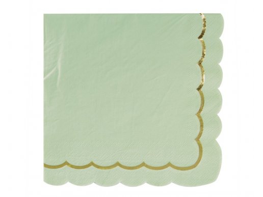 Sauge green luncheon napkins with gold foiled details 16pcs