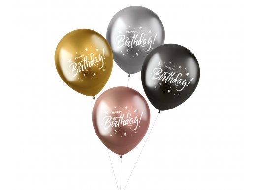 Shimmer Happy Birthday latex balloons 4pcs