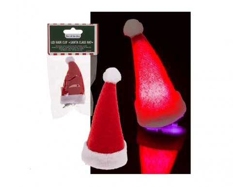 Santa hat hair clip with led light