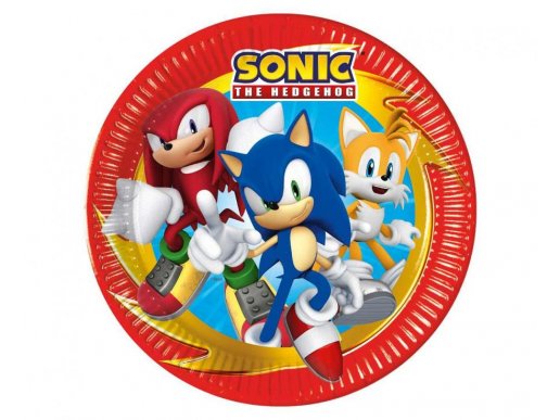 Μεγάλα χάρτινα πιάτα με θέμα τον Sonic 8τμχ