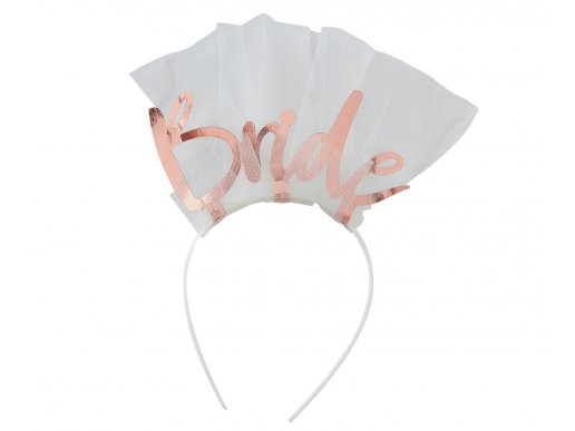 Bride headband with white tulle