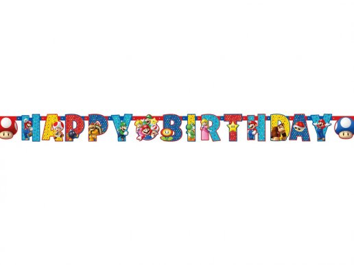 Super Mario Bros Happy Birthday γιρλάντα για πάρτυ γενεθλίων 190εκ
