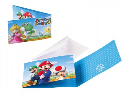 Super Mario Bros party invitations 8pcs