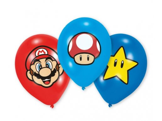 Super Mario λάτεξ μπαλόνια 6τμχ