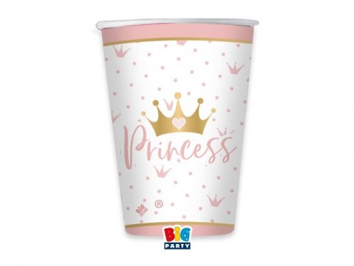 Ποτήρια χάρτινα χωρίς πλαστικό για πάρτυ με θέμα την Πριγκίπισσα 8τμχ