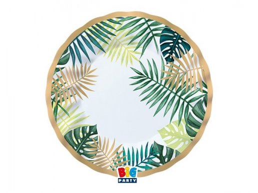 Tropical leaves small paper plates 8pcs