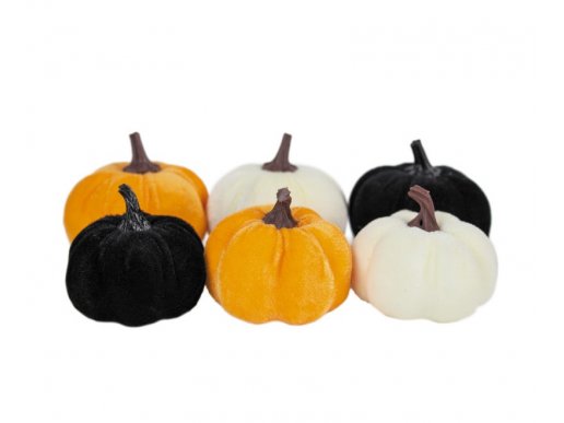 Velvet decorative pumpkins 6pcs