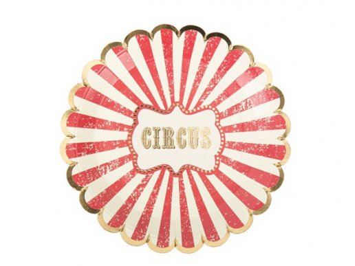 Vintage Circus with Gold foiled details large paper plates 8pcs