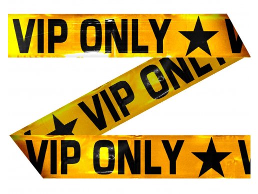 VIP ONLY gold tape with black letters 15 meters