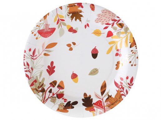 Walking in the woods large paper plates with gold foiled details 10pcs