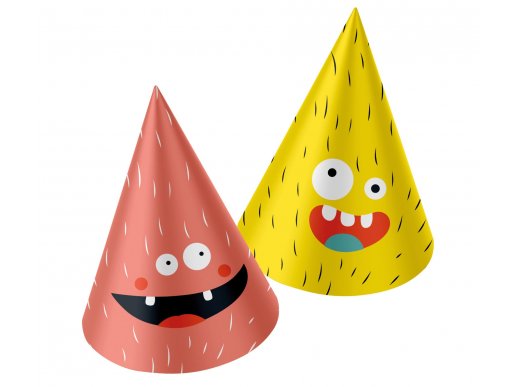 Happy monsters party hats 6pcs