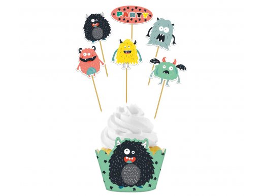 Happy monsters cupcake decoration set 12pcs