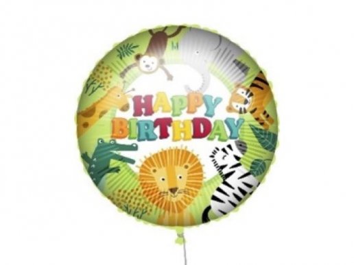 Χαρούμενα Ζωάκια της Ζούγκλας Foil Μπαλόνι για Γενέθλια 46εκ
