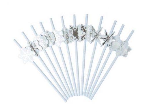 Snowflakes paper straws 12pcs