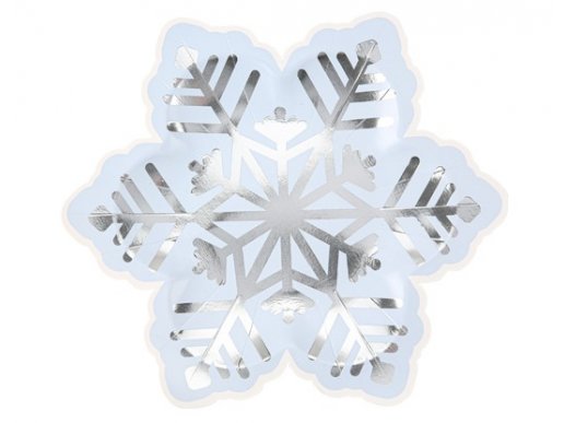 Snowflake small paper plates with silver foiled print 8pcs