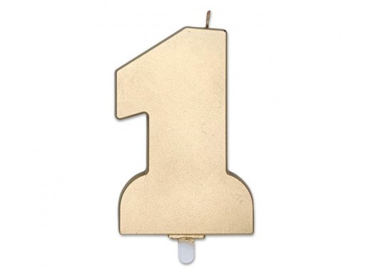 Satin gold number 1 cake candle 10cm