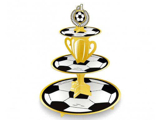 Gold soccer 3-tier cupcake stand